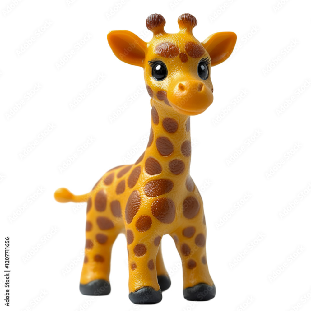 Fototapeta premium Plastic animal toy giraffe isolated on white background