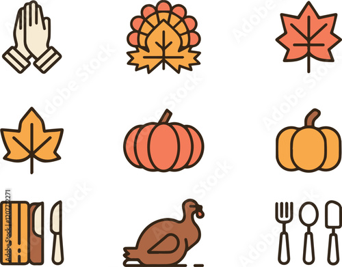 a set of thanksgiving day web icons in