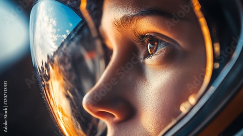 Astronaut's Gaze: A Close-Up of Determination and Space Exploration