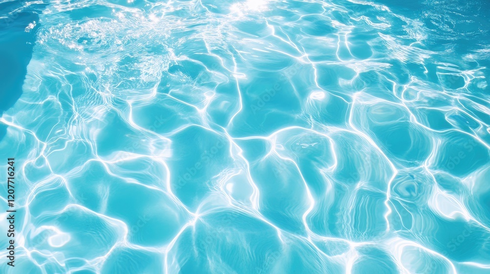 Obraz premium Tranquil light blue pool water texture with shimmering reflections creating a serene and inviting atmosphere for relaxation and leisure activities