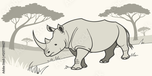 rhino in the grass