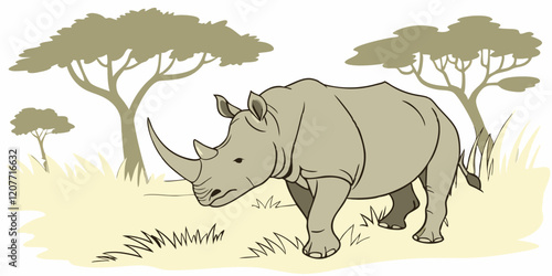 rhino in the grass