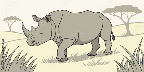 rhino in the grass