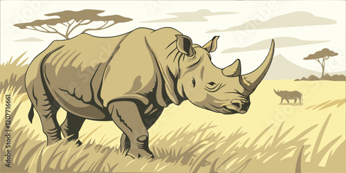 rhino in the grass