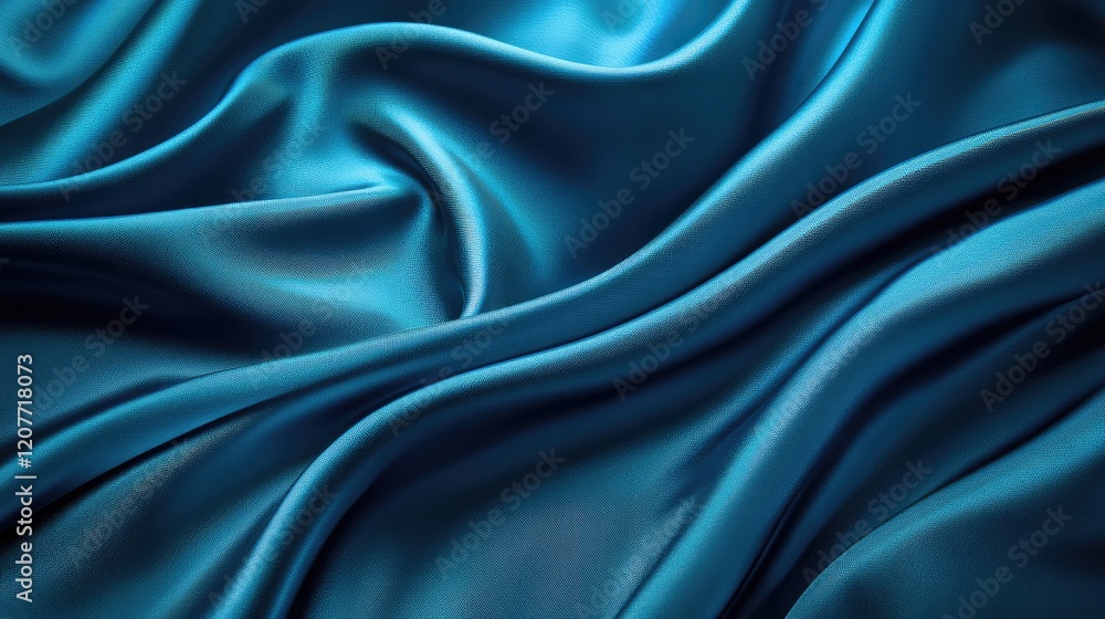 Obraz premium Elegant Blue Satin Drapery Showcasing Smooth Textures and Light Gradients for Fashion and Interior Design Applications