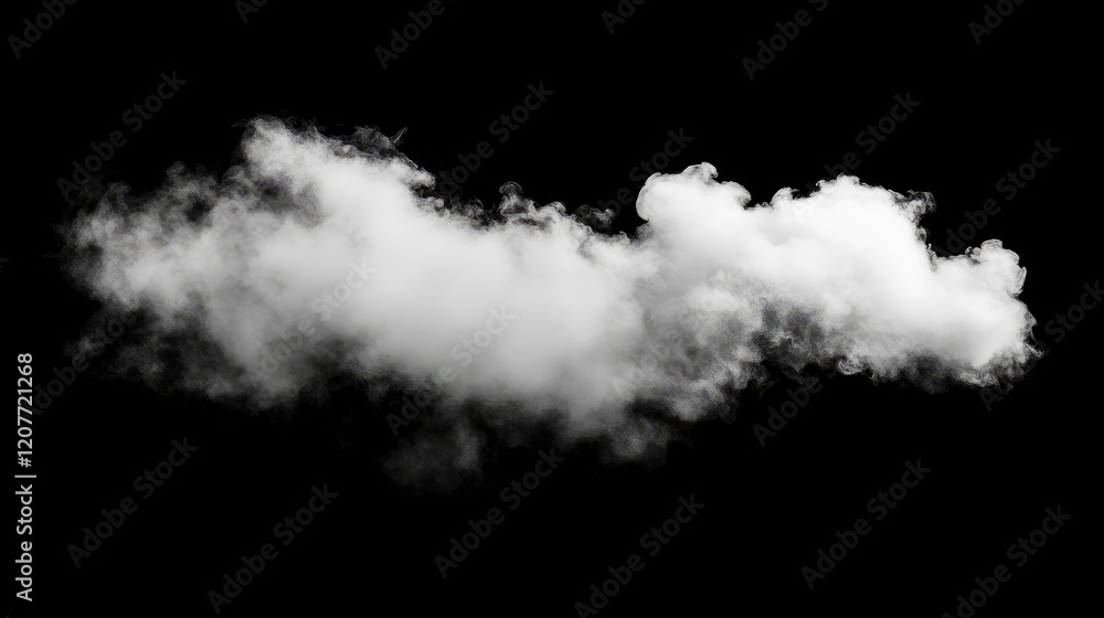 Fluffy White Cloud Isolated on Black Background Perfect for Abstract Concepts and Dramatic Textures in Design Projects and Backgrounds Fluffy White Cloud Isolated on Black Background Perfect for Abstract Concepts and Dramatic Textures in Design Projects and Backgrounds