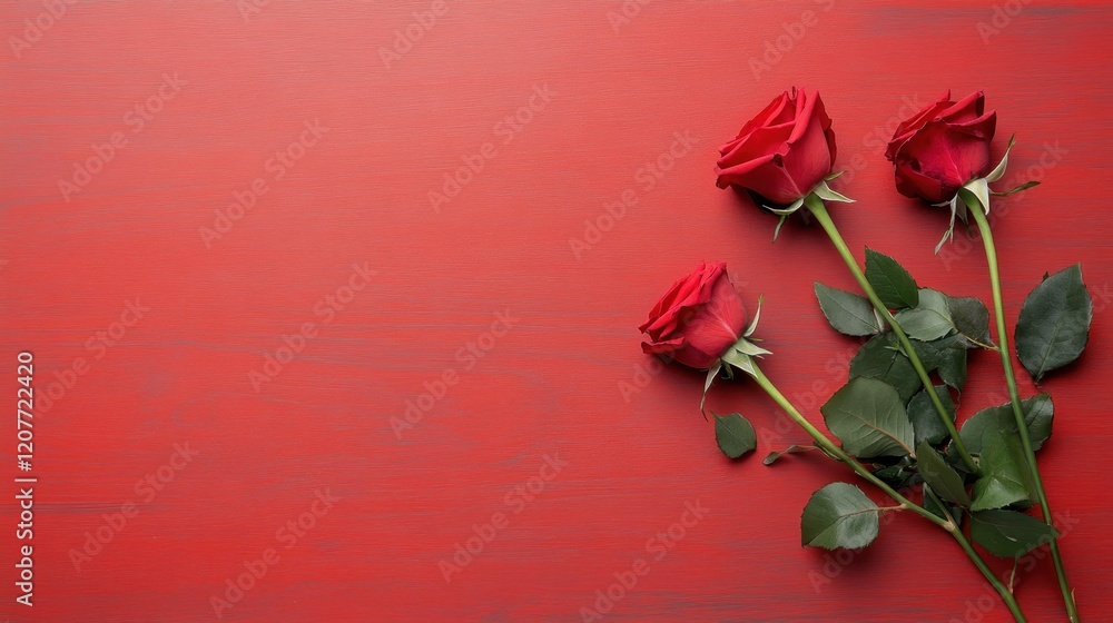 Beautiful arrangement of red roses on a vibrant red background, showcasing romance, elegance, and the natural beauty of fresh floral designs for various occasions Beautiful arrangement of red roses on a vibrant red background, showcasing romance, elegance, and the natural beauty of fresh floral designs for various occasions