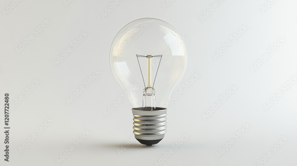 Classic incandescent light bulb with a clear glass exterior isolated on a white background showcasing its filament and base design. Classic incandescent light bulb with a clear glass exterior isolated on a white background showcasing its filament and base design.