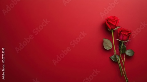 Romantic Red Roses on a Bold Red Background, Perfect for Celebrations of Love, Anniversaries, and Special Occasions, Showcasing Timeless Beauty and Passion