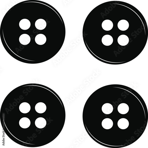 Simple Black Button with Four Holes
