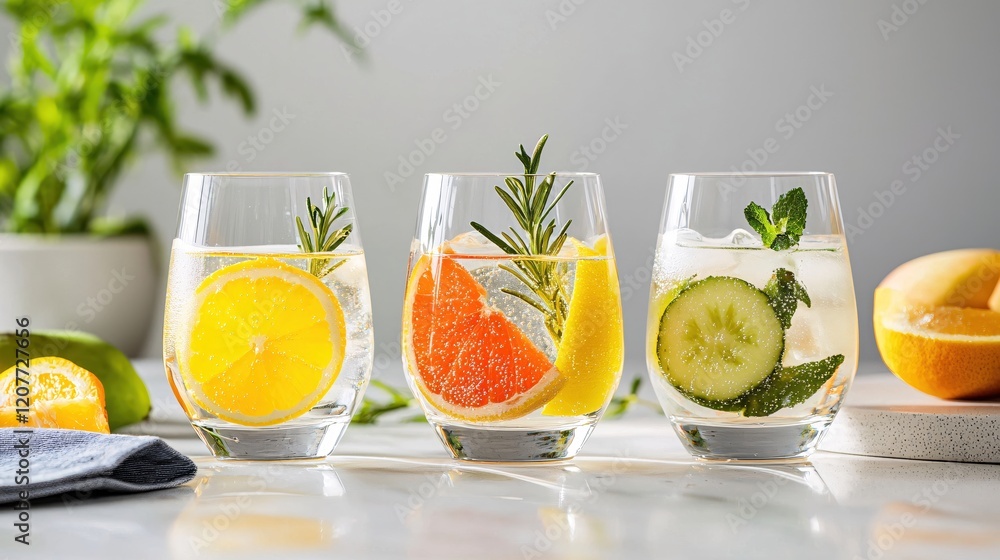 Refreshing Citrus and Herb Infused Sparkling Water Drinks Refreshing Citrus and Herb Infused Sparkling Water Drinks