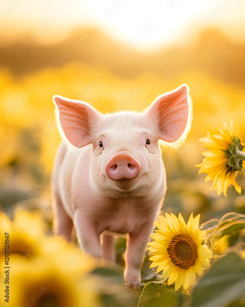 Picture of cute pig, pork, processed food, photograph or illustrator for advertising Picture of cute pig, pork, processed food, photograph or illustrator for advertising