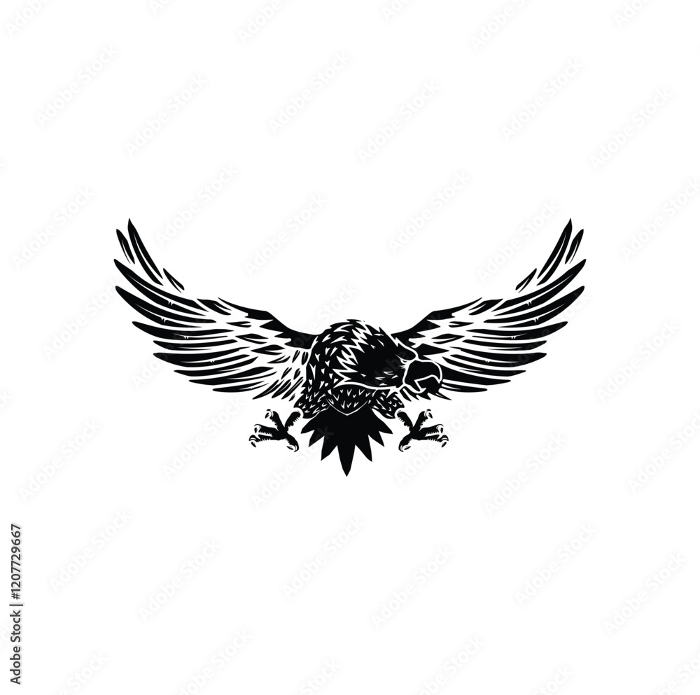Obraz premium Powerful black and white eagle graphic design.