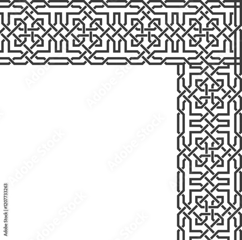 Arabic geometric ornament for background, islamic decorative frame and corner borders.