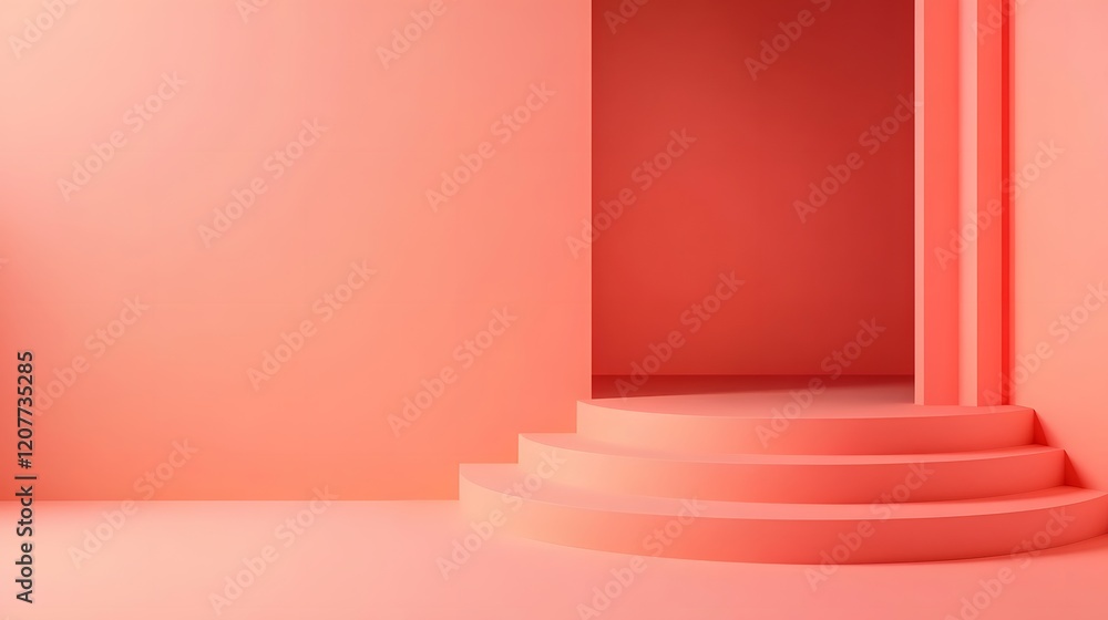 Fototapeta premium Light coral background with a smooth gradient effect and an empty area for product placement