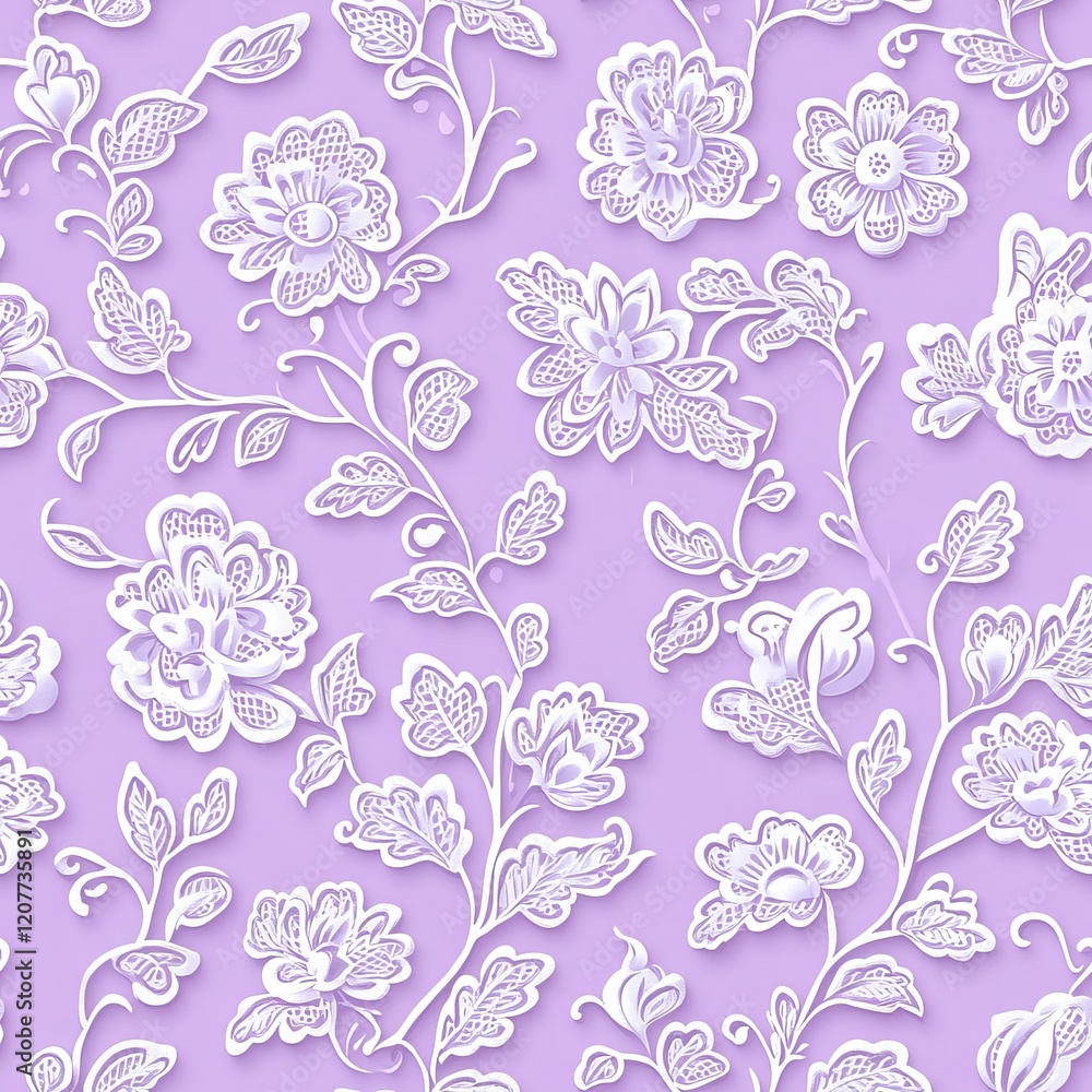 Seamless Pattern - Elegant floral pattern on lilac background Seamless Pattern - Elegant floral pattern on lilac background