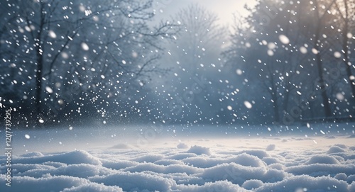 The effect of snow gently accumulating on the ground with a subtle shift in the snows pace