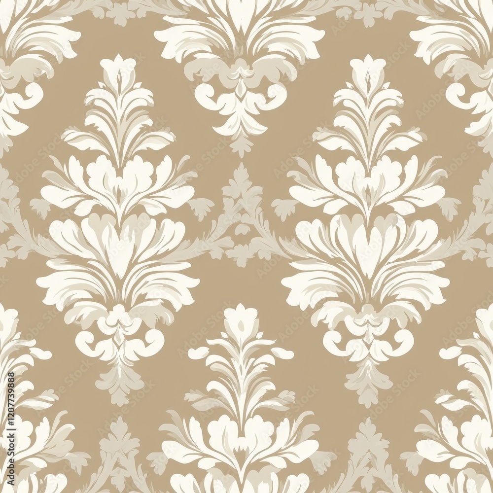 Seamless Pattern - Elegant beige and white damask pattern Seamless Pattern - Elegant beige and white damask pattern