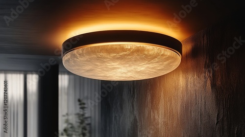 Unique water feature with lighting in a lush indoor garden setting