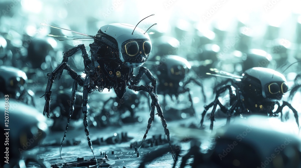 Robotic Insect Swarm: A Digital Art Depiction of a Massive Colony of Futuristic, Mechanical Insects Robotic Insect Swarm: A Digital Art Depiction of a Massive Colony of Futuristic, Mechanical Insects