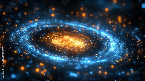 Futuristic digital interface design with glowing circuits and patterns in a h...