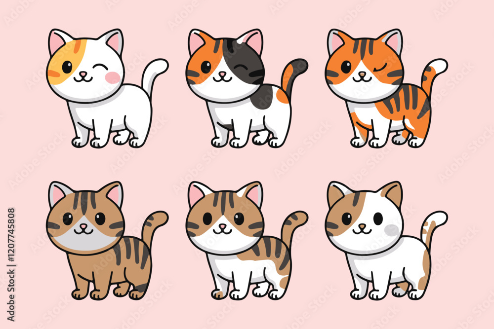 Adorable Cartoon Cat Collection vector Adorable Cartoon Cat Collection vector