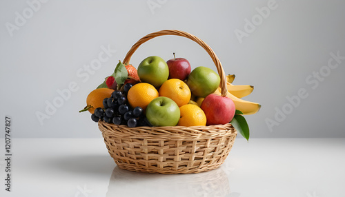 A fruit basket against a transparent background