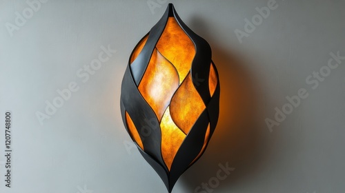 Modern wall light fixture enhances indoor plant display in stylish living spa...