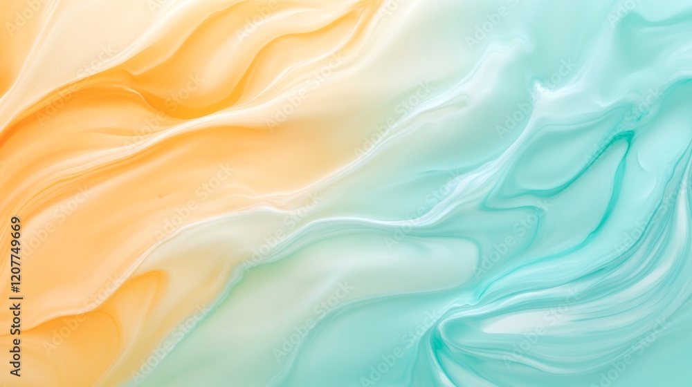 Fototapeta premium Gentle Flow of Mint and Peach Waves 