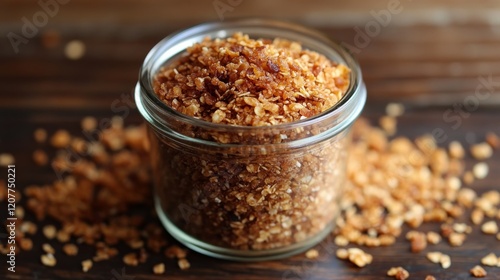 Wallpaper Mural Glass jar filled with rolled oats on wooden table in rustic kitchen setting Torontodigital.ca