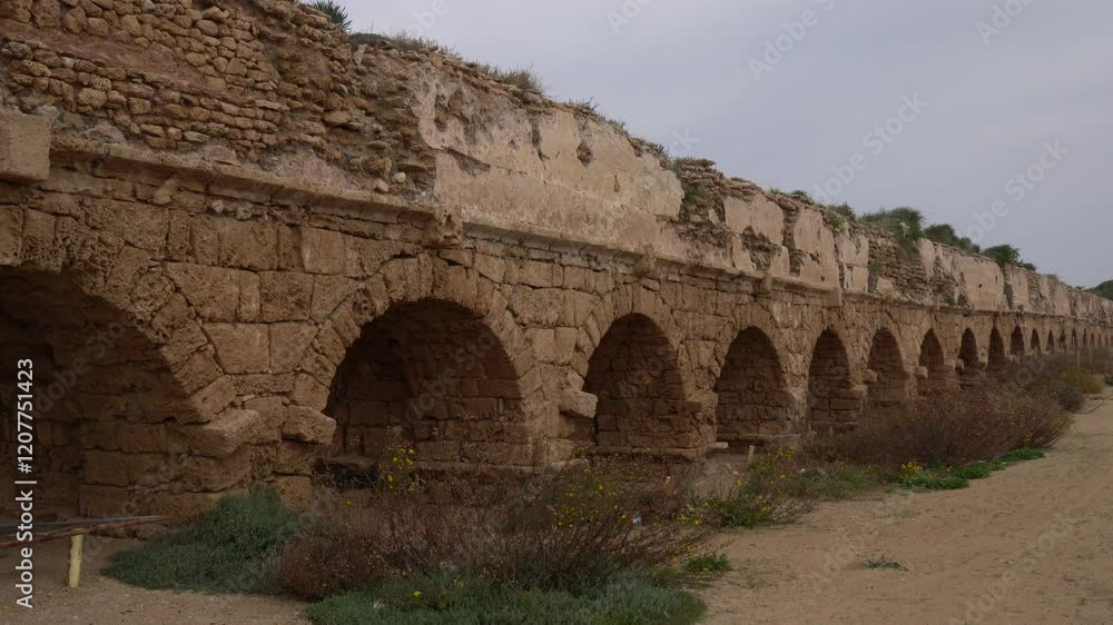 An ancient aqueduct that carried water to Caesarea during the Roman period An ancient aqueduct that carried water to Caesarea during the Roman period