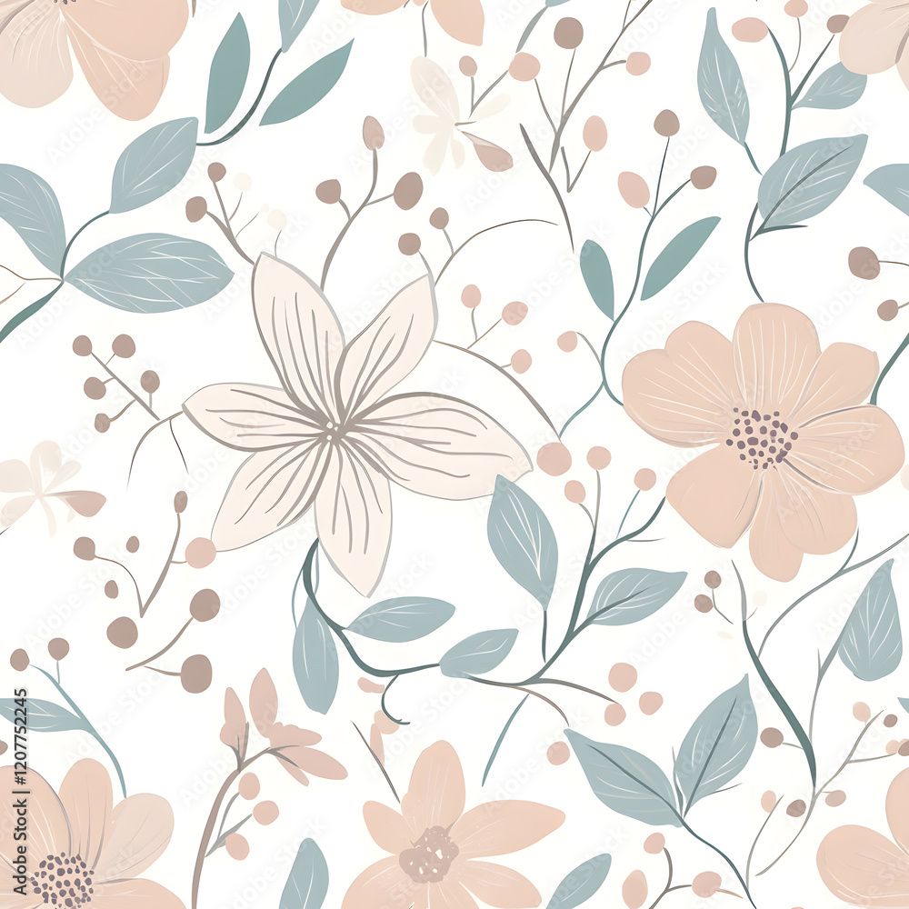 Creative Seamless Pattern 2D Doodle Floral Illustrations for wallpaper, card, tile. Creative Seamless Pattern 2D Doodle Floral Illustrations for wallpaper, card, tile.