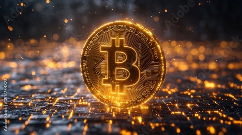 Stunning digital representation of bitcoin on a vibrant technological background