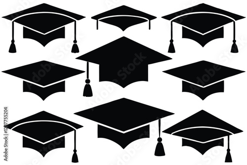 Graduation Cap silhouette Graduation cap illustration graphics solid icon vector