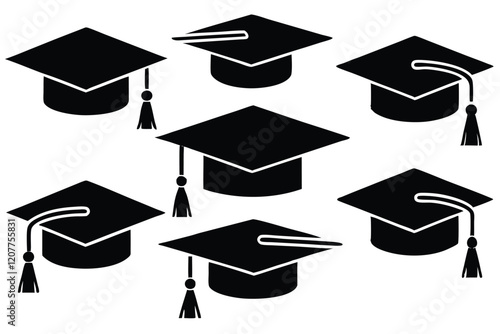 Graduation Cap silhouette Graduation cap illustration graphics solid icon vector
