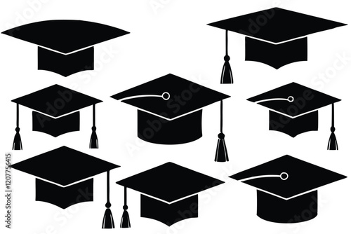 Graduation Cap silhouette Graduation cap illustration graphics solid icon vector