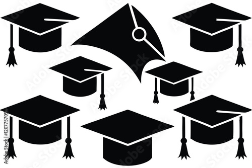 Graduation Cap silhouette Graduation cap illustration graphics solid icon vector