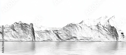 Majestic Glacier Retreat Landscape in East Antarctica Reflecting on Tranquil Waters with Expansive Empty Copy Space for Text photo