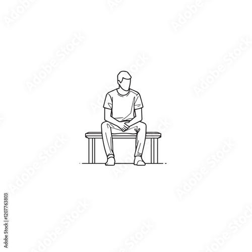Minimalist Sitting Person on Bench Vector Illustration