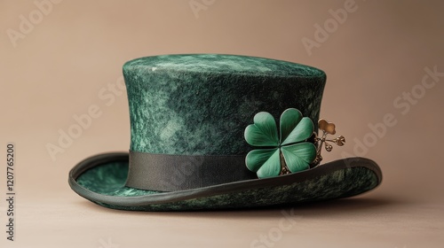 Green bowler hat with shamrock decoration perfect for St Patrick's Day celebr...