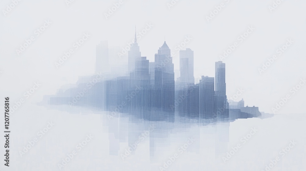 Surreal Cityscape Blending Urban Skyline with Clouds and Nature 11