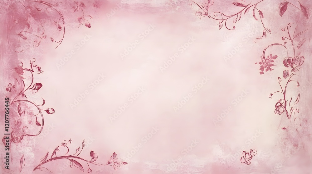 A soft blush pink background with hand-drawn floral designs around the edges, empty space in the center A soft blush pink background with hand-drawn floral designs around the edges, empty space in the center