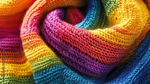 Rainbow Knitted Fabric Textured Close Up