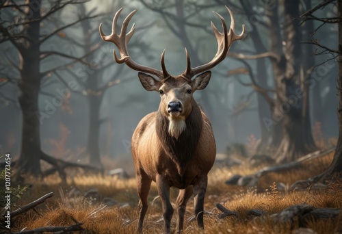 Wallpaper Mural Antlered buck with majestic antlers spread wide, Animal head, Wildlife taxidermy, Nature art Torontodigital.ca