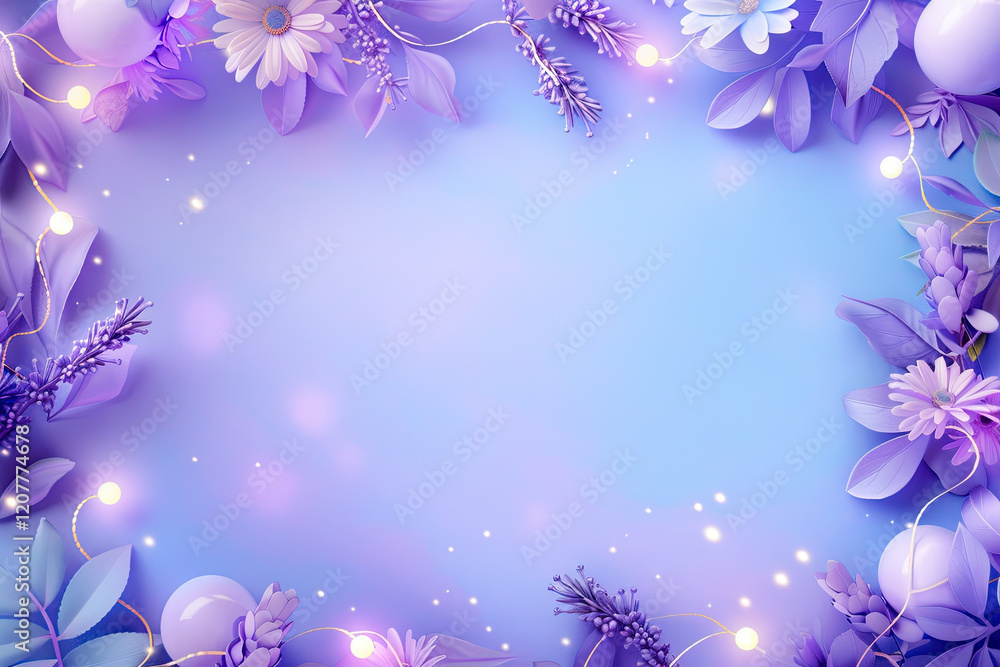 Delicate floral frame with daisies and lavender accents Delicate floral frame with daisies and lavender accents