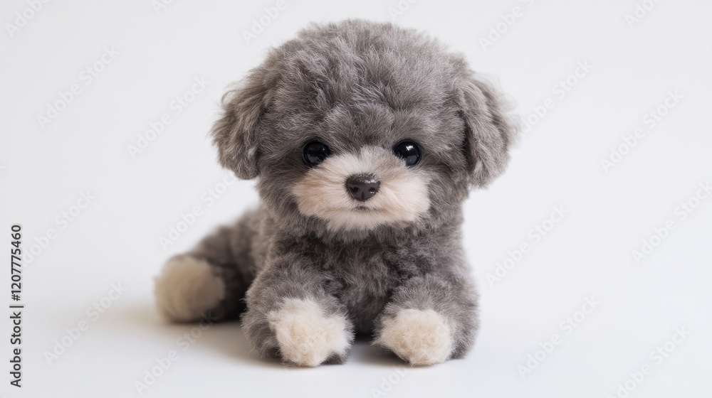 Fluffy Gray Toy Dog on Clean White Background Ideal for Pet-Themed Designs and Marketing Campaigns Fluffy Gray Toy Dog on Clean White Background Ideal for Pet-Themed Designs and Marketing Campaigns