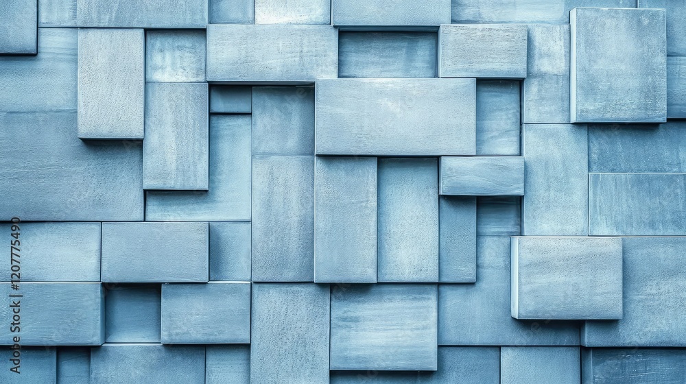 Fototapeta premium Textured Light Blue Wooden Wall with Interlocking Panels in a Contemporary Design for Stylish Background Visuals