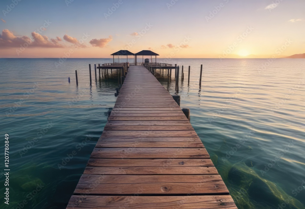 Calm water lapping gently against the shore of a peaceful pier extending into serene waters, stillness, lapping, Calm water lapping gently against the shore of a peaceful pier extending into serene waters, stillness, lapping,