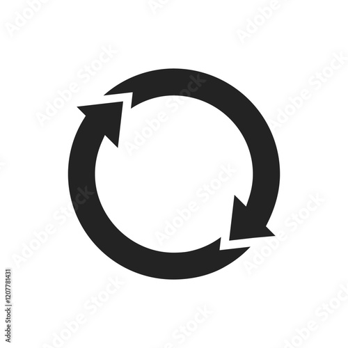 This design features circular arrows symbolizing refreshing and reloading, making it a recognized visual for content updates or system restarts, often used in user interfaces to enhance experience