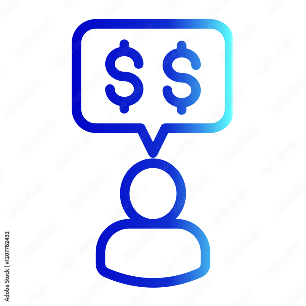 Money Talk Icon with Outline Gradient Style Money Talk Icon with Outline Gradient Style
